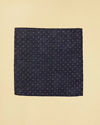 Navy Blue Lattice Patterned Sequinned Pocket Square image number 1